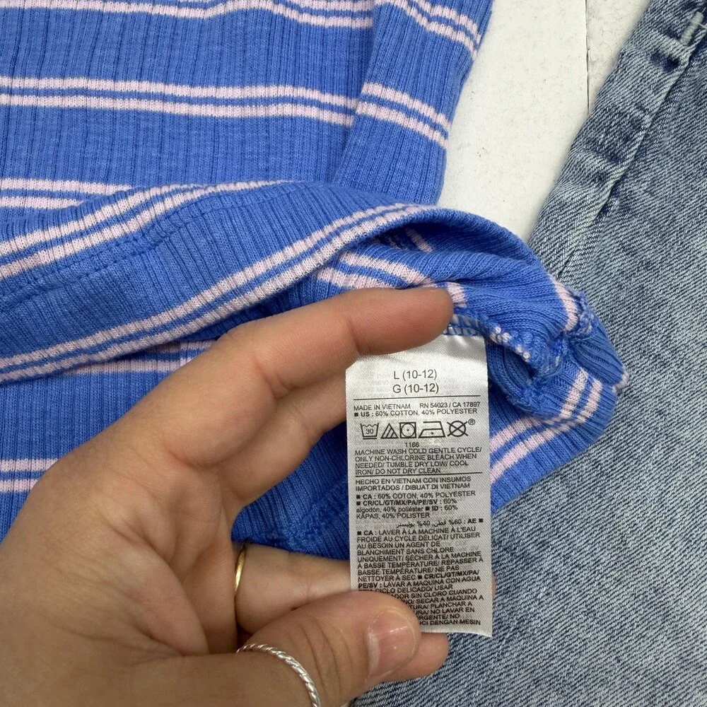Gap Old Navy Outfit Set Girls 10 Blue Striped Tank Denim Jeans 2 Piece Casual
